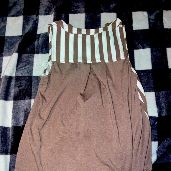 tan and white striped tank top blouse - Picture 2 of 2